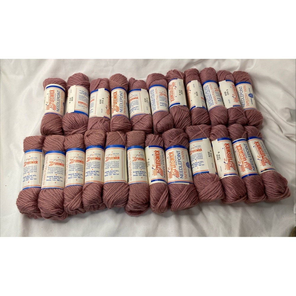 Brunswick Needlepoint Tapestry Yarn Rose 1719 D Pure Wool 40yd Skein Lot of 23